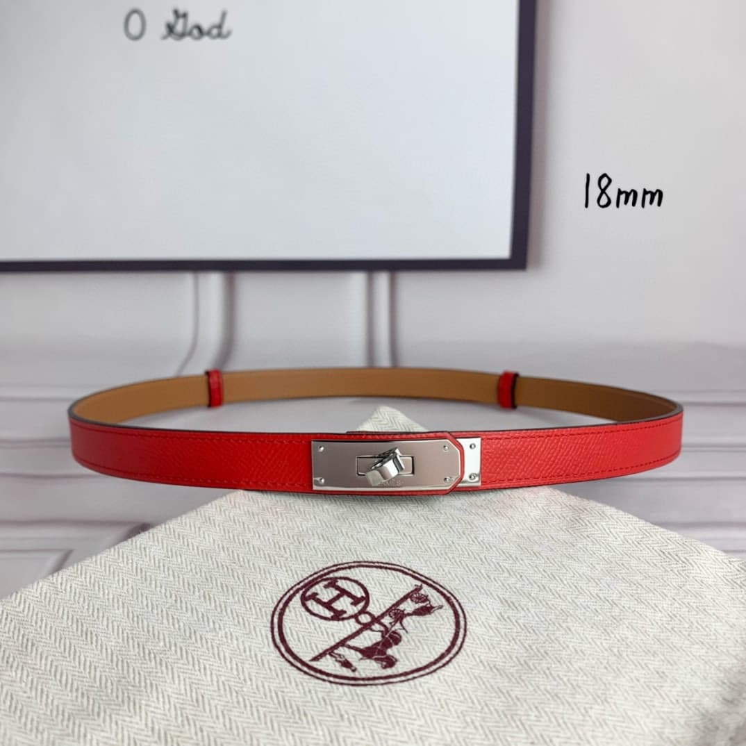 YupooPA Hermes Belt  Kelly 1.8Cm Reversible Red Bright Red image 3