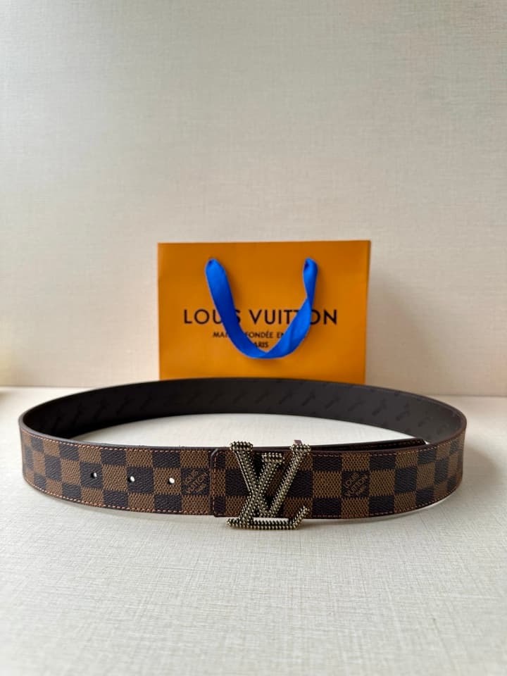 Lv Initiales Studs Reversible Belt 4.0Cm YupooPA Belt Brown image 1