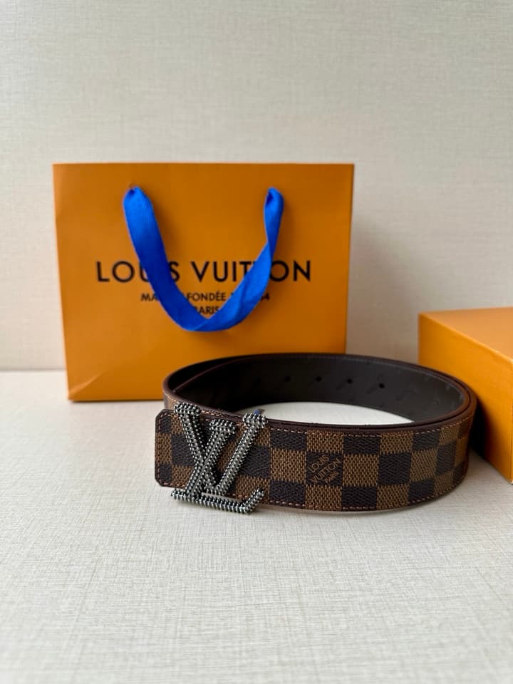 Lv Initiales Studs Reversible Belt 4.0Cm YupooPA Belt Brown image 5