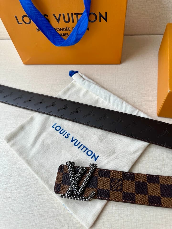 Lv Initiales Studs Reversible Belt 4.0Cm YupooPA Belt Brown image 6