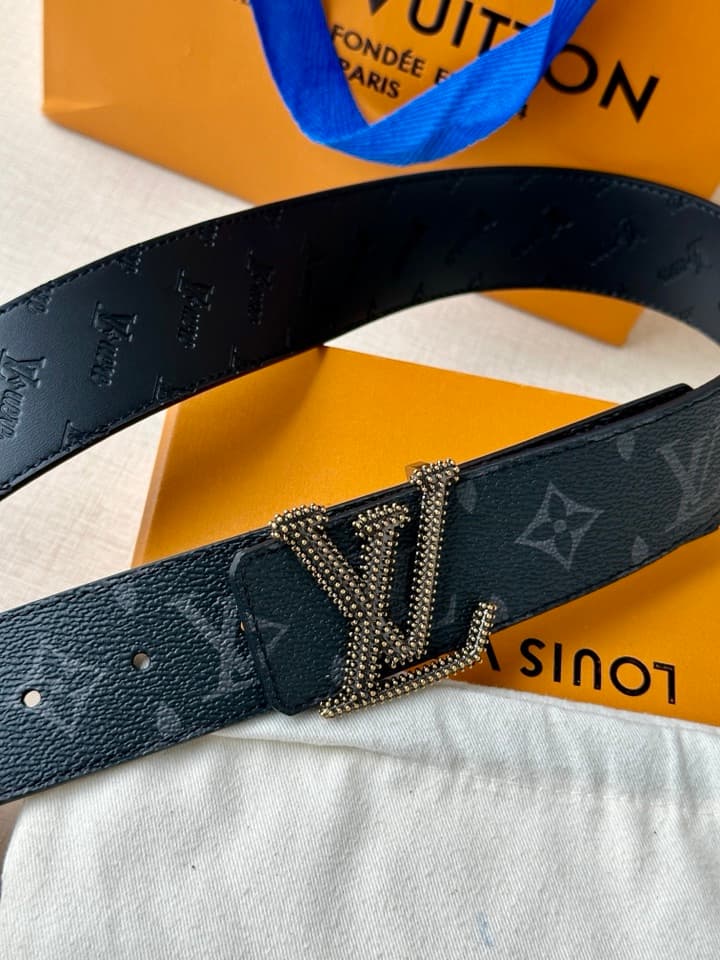 Lv Initiales Studs Reversible Belt 40Mm YupooPA Belt Black image 2