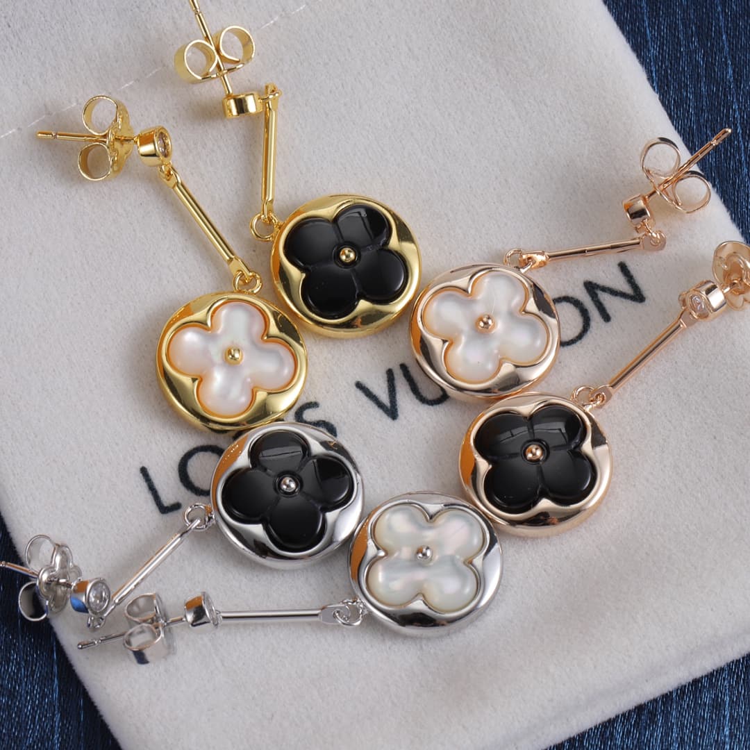 Louis Vuitton Stud Earrings YupooPA Lv Jewelry Black White image 7