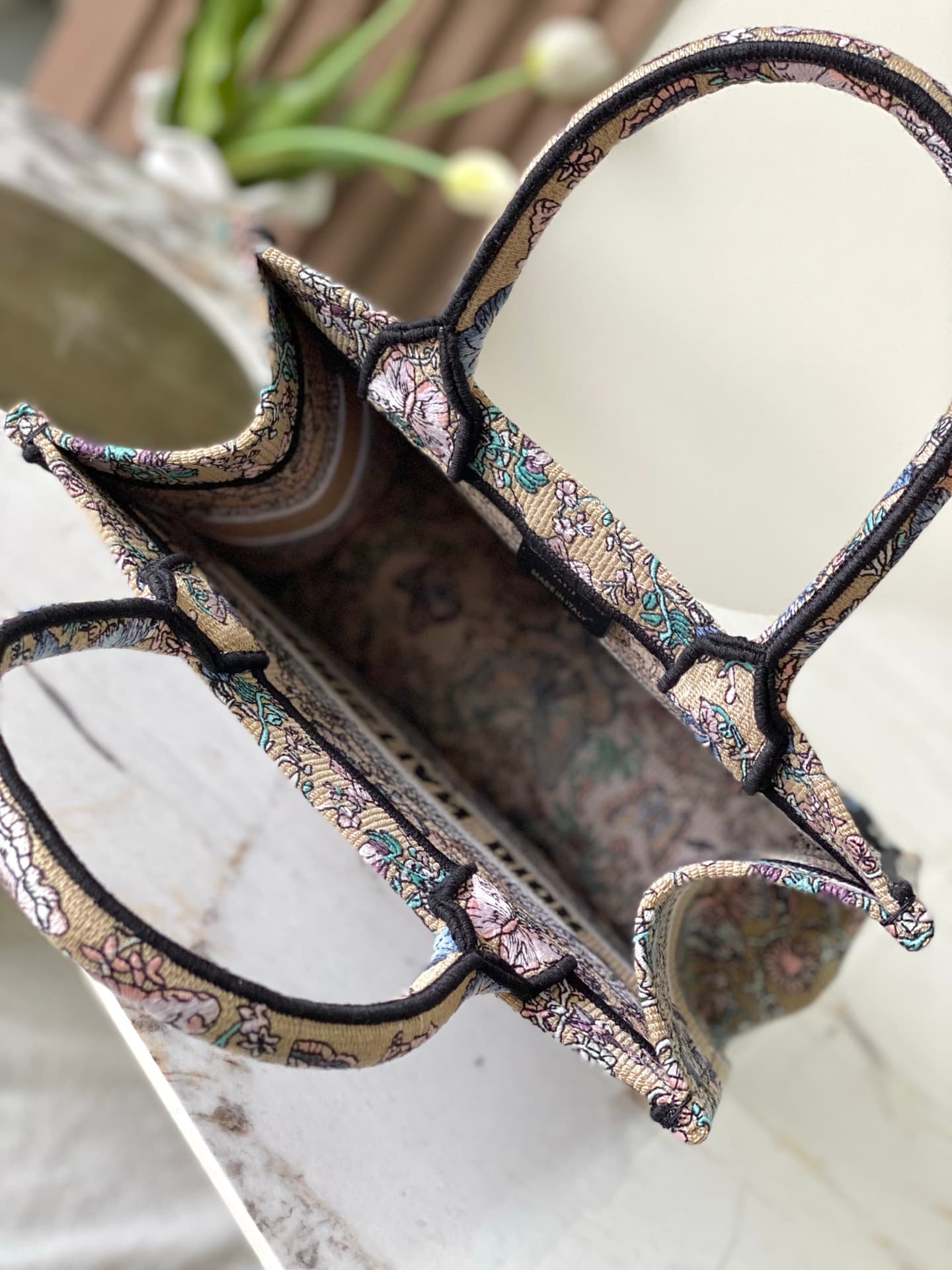 YupooPA Dior Book Tote Mini Apricot Butterfly Embroidery image 8