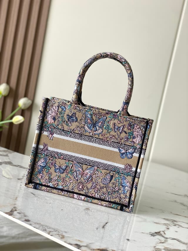 Dior Book Tote Mini Apricot Butterfly Embroidery | Yupoo Rep Bags image 2
