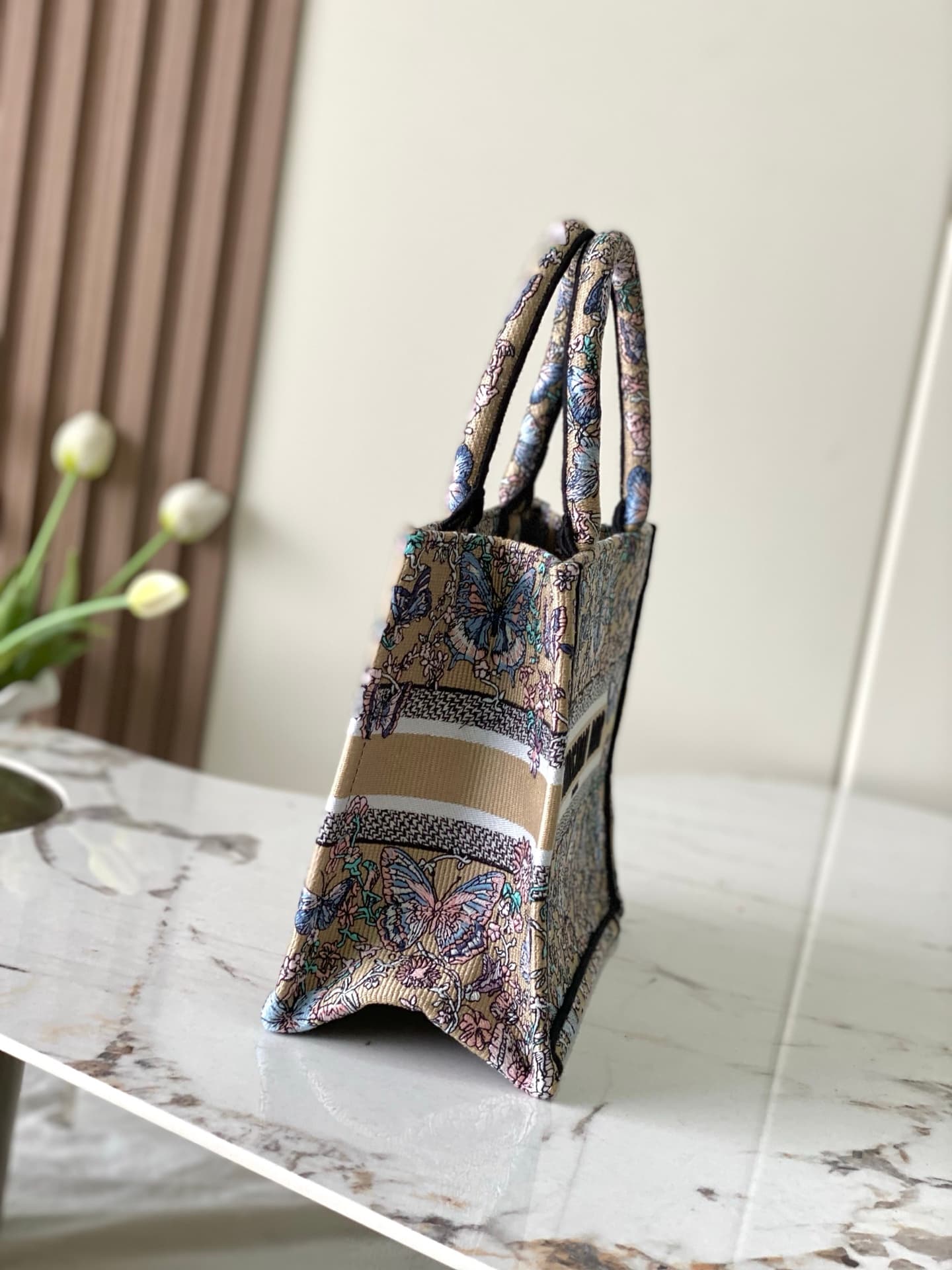 YupooPA Dior Book Tote Mini Apricot Butterfly Embroidery image 3