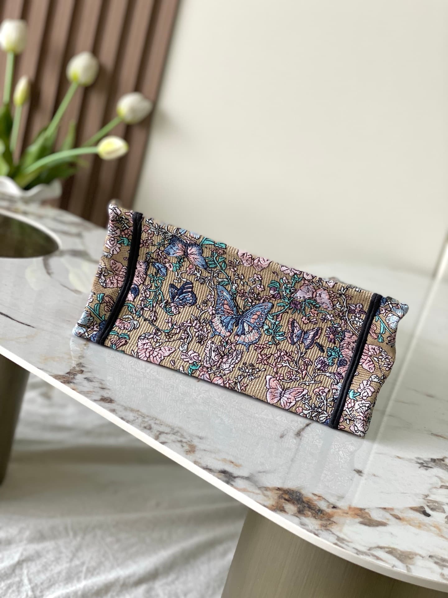 YupooPA Dior Book Tote Mini Apricot Butterfly Embroidery image 4