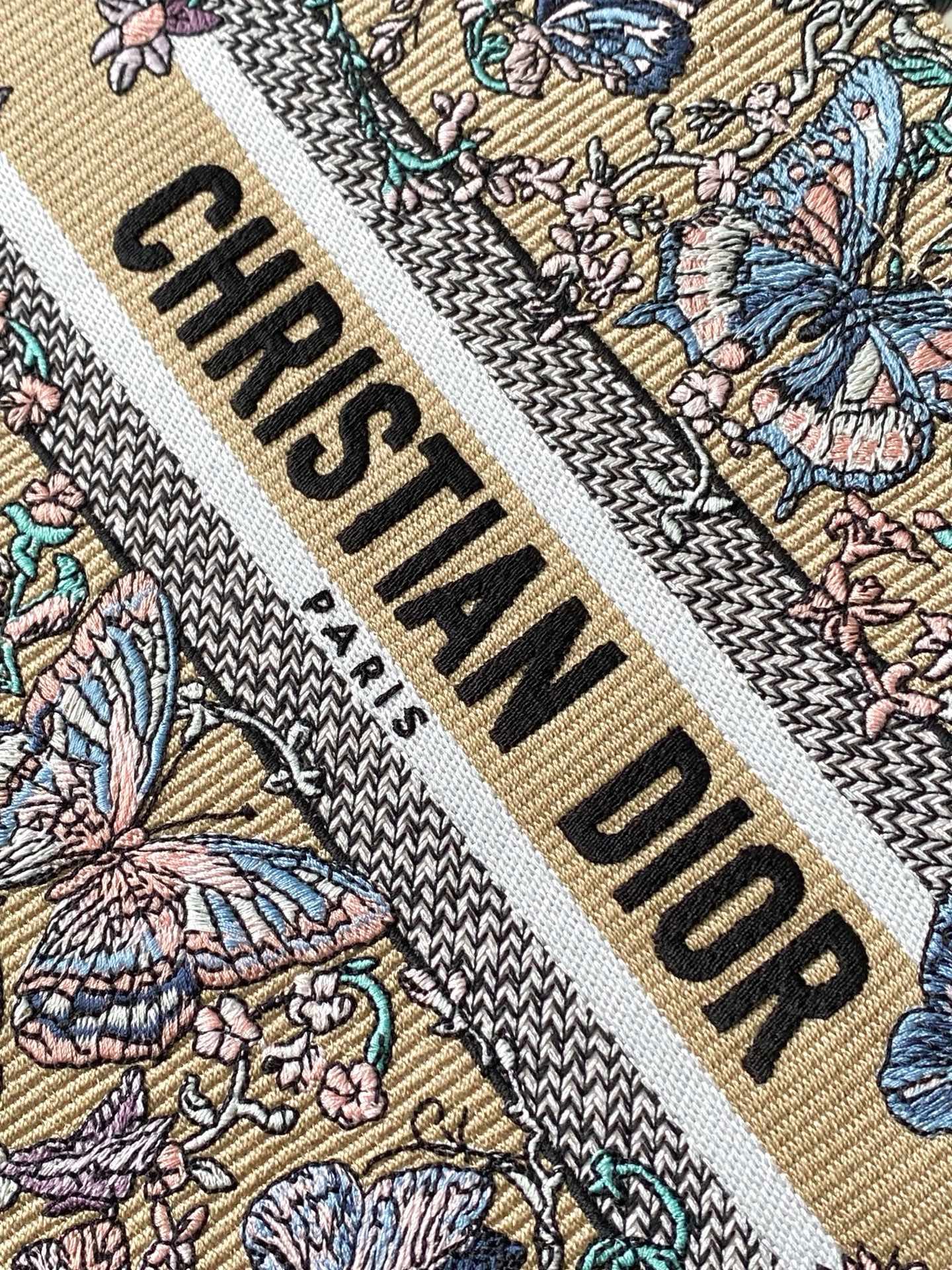 YupooPA Dior Book Tote Mini Apricot Butterfly Embroidery image 5