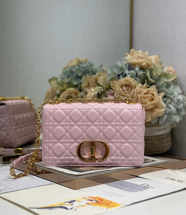 Dior Caro Bag Pink Waxed Leather Gold Metal Buckle | Yupoo Rep Bags image 5