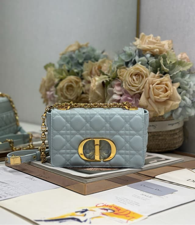 Dior Caro Bag Blue Waxed Leather Gold Metal Buckle | Yupoo Rep Bags image 4