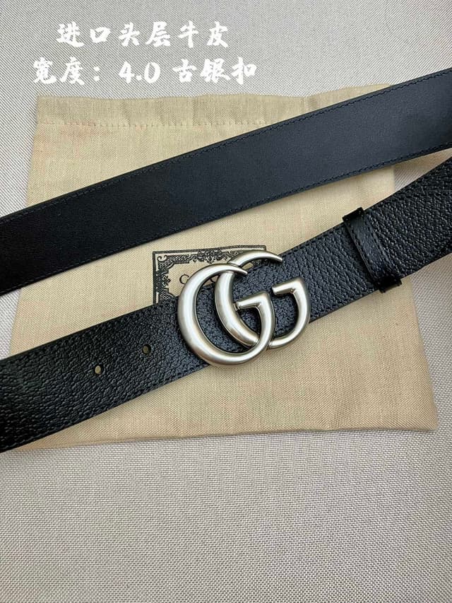 GUCCI 4.0cm Early Spring Leather Belt With GG Buckle | Yupoo Rep Belts image 4