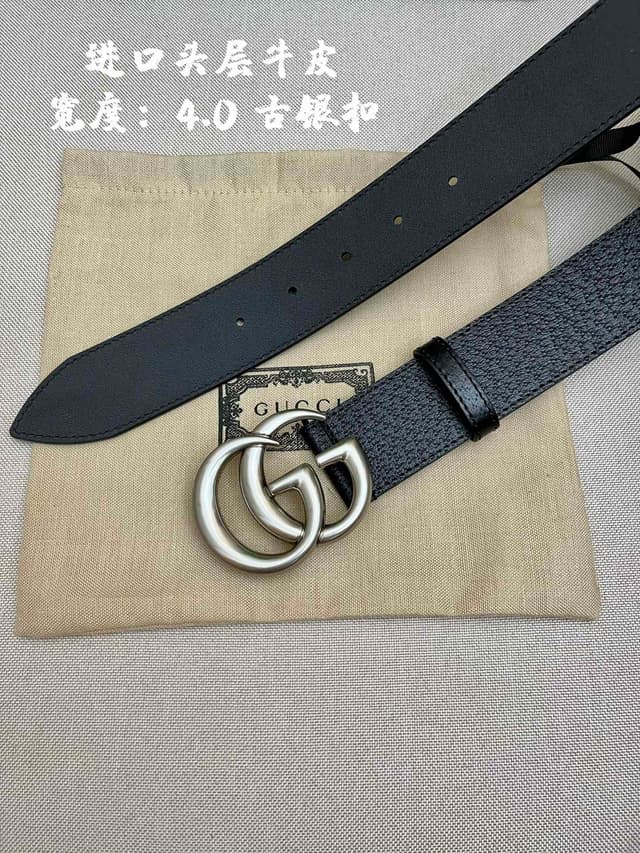 GUCCI 4.0cm Early Spring Leather Belt With GG Buckle | Yupoo Rep Belts image 7