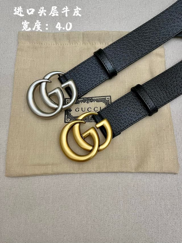 GUCCI 4.0cm Early Spring Leather Belt With GG Buckle | Yupoo Rep Belts image 9