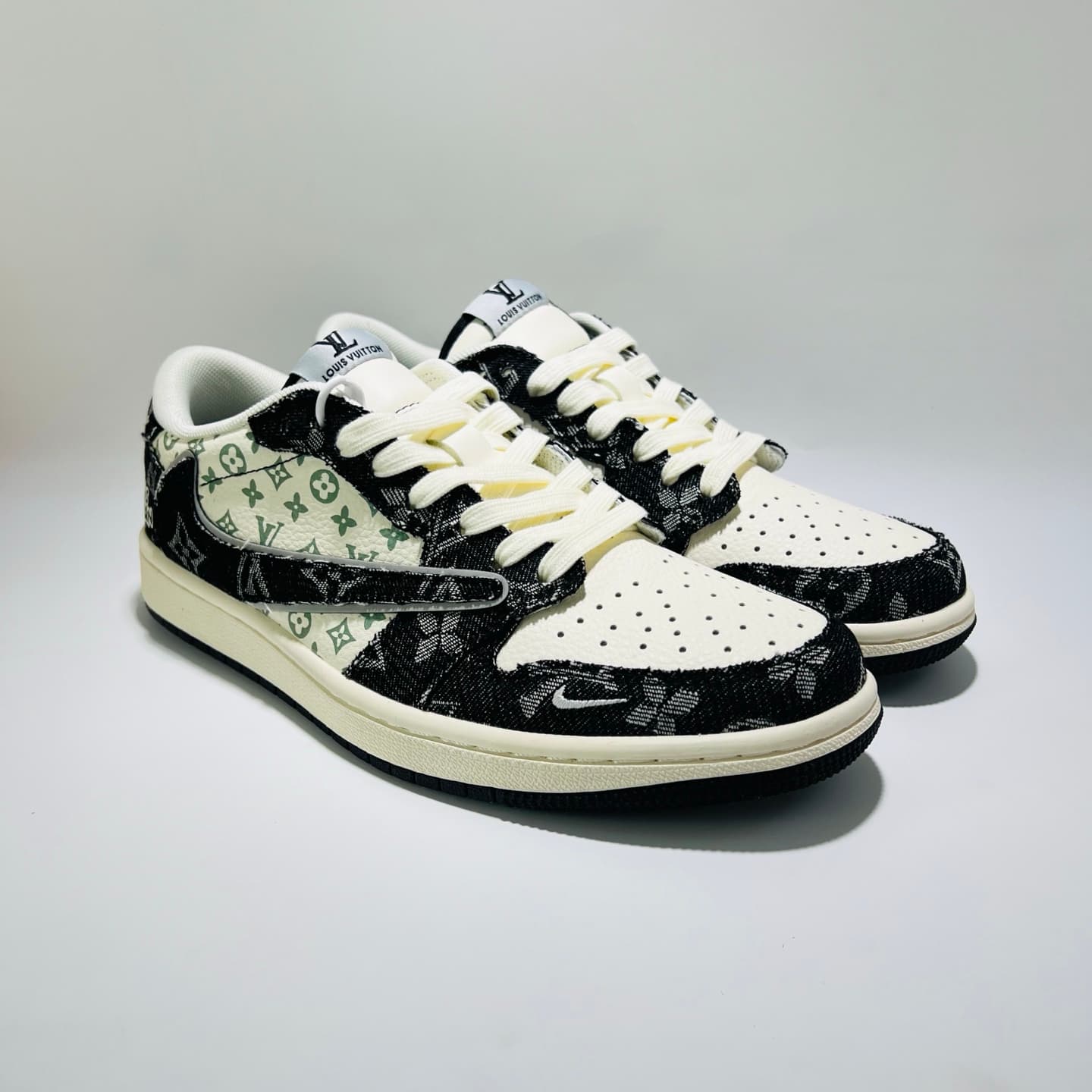Custom Travis Scott X LV X AJ1 Low Denim Mocha | Yupoo Rep Sneakers image 1