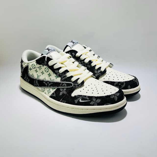 Custom Travis Scott X LV X AJ1 Low Denim Mocha | Yupoo Rep Sneakers image 1