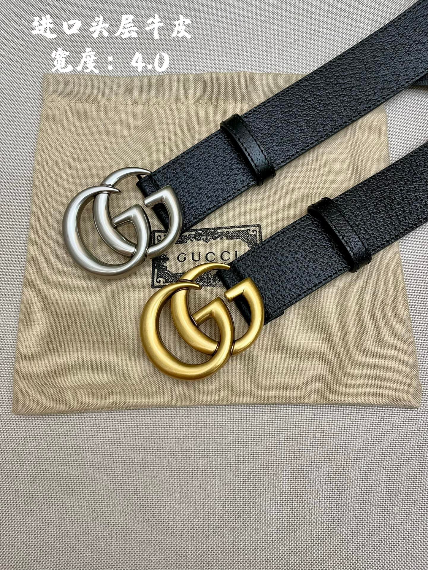 GUCCI 4.0cm Early Spring Leather Belt with GG Buckle image 9