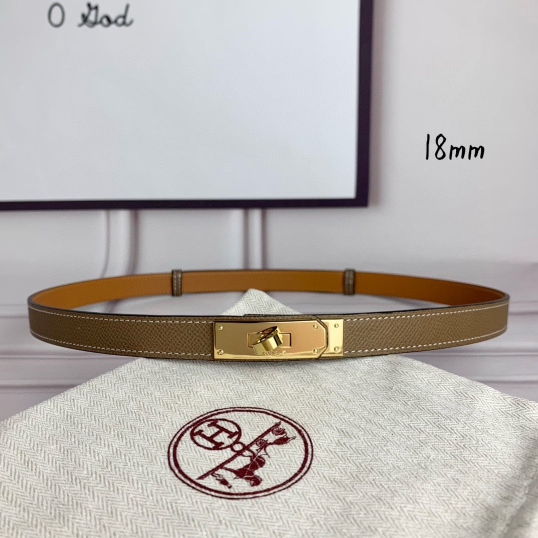 Yupoo Hermes Belt  Kelly 1.8Cm Reversible Camel Color image 1