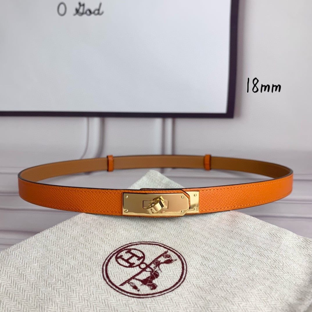 Yupoo Hermes Belt  Kelly 1.8Cm Reversible Orange image 1