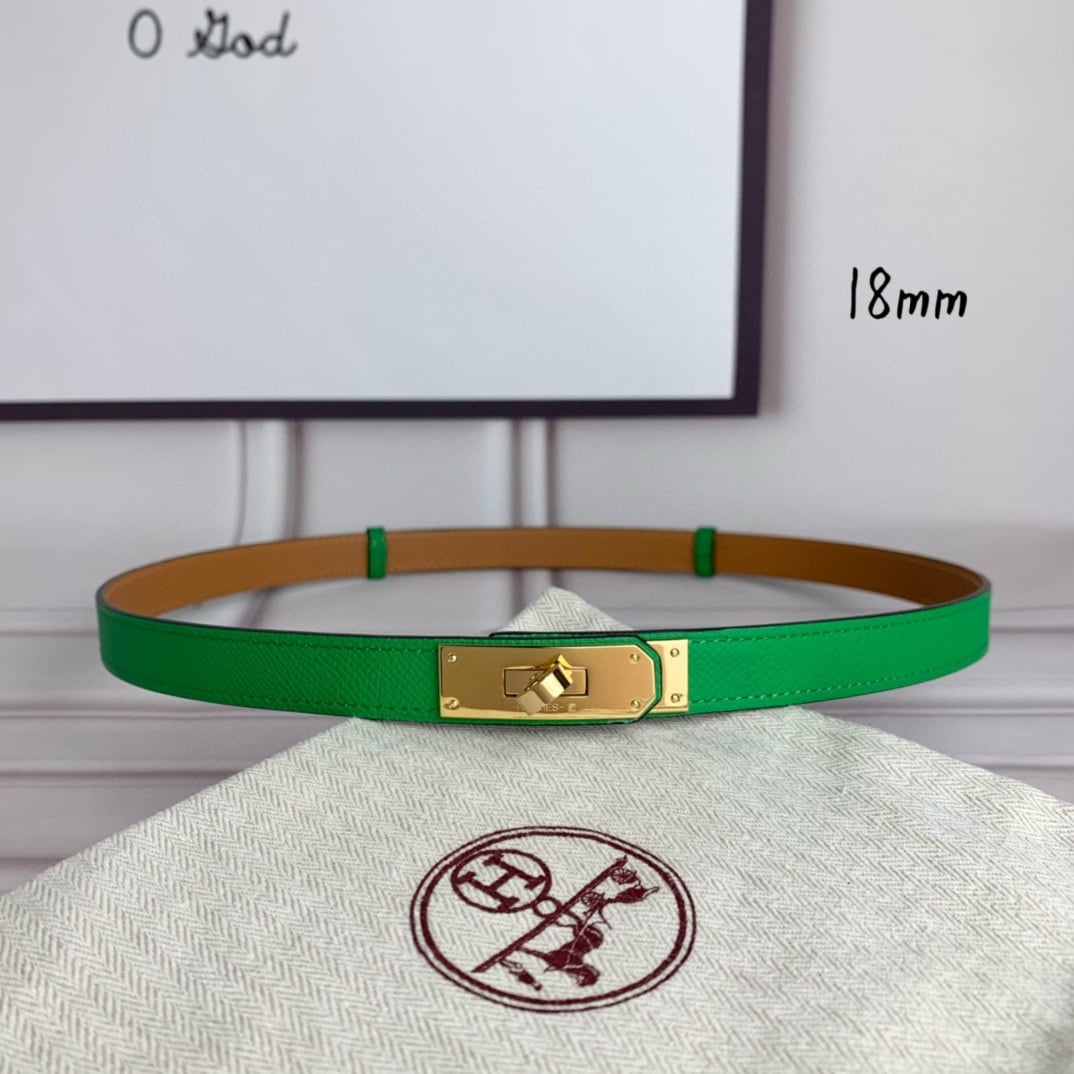 Yupoo Hermes Belt  Kelly 1.8Cm Reversible Pink Green image 1