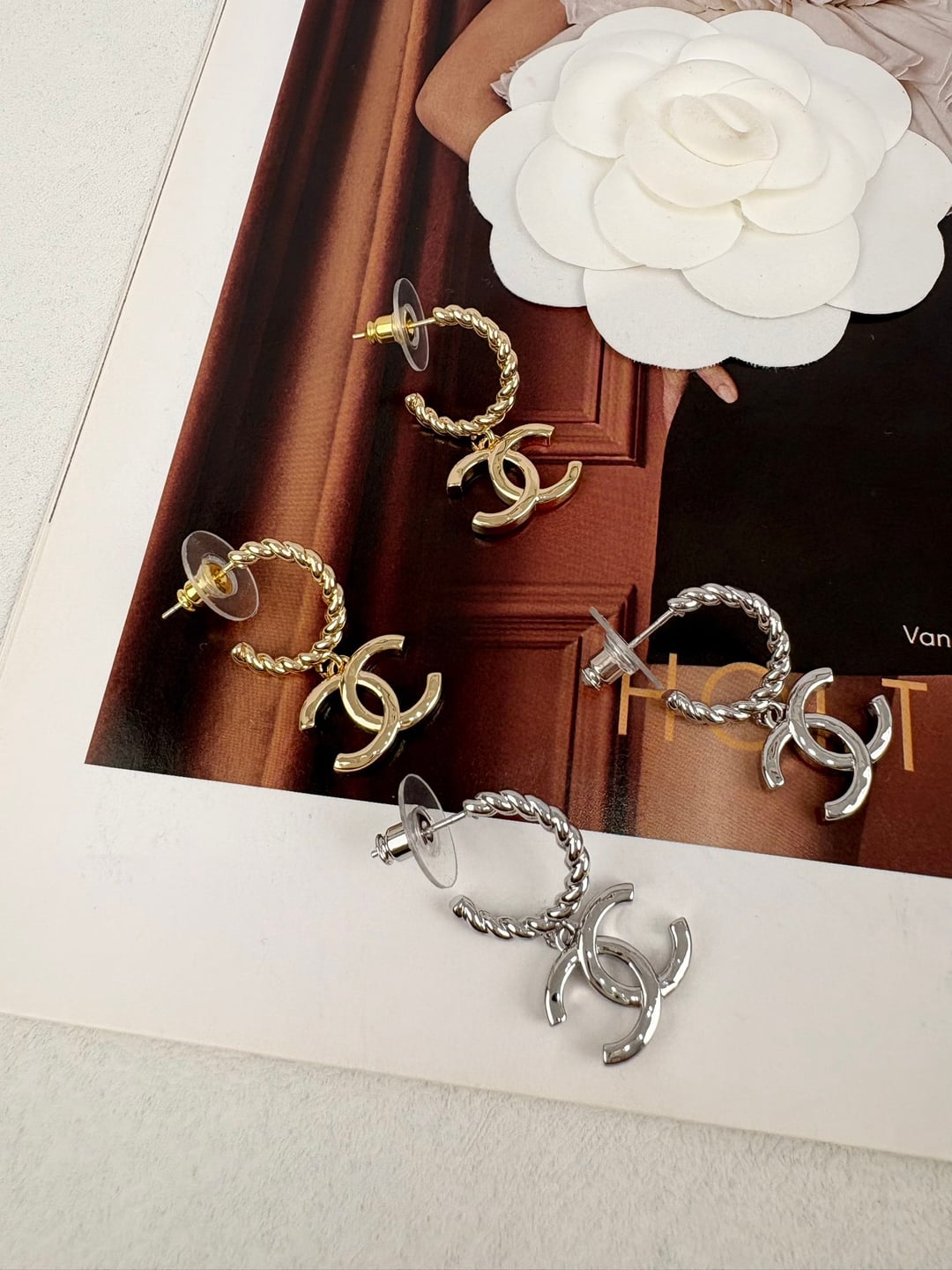 Chanel Double C Stud Earrings Yupoo Jewelry Silver And Gold image 1