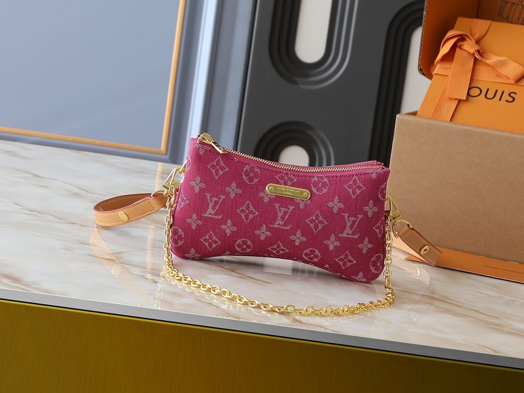 Yupoo Lv Liv Pochette Pink Monogram Denim Bag M14159 image 1