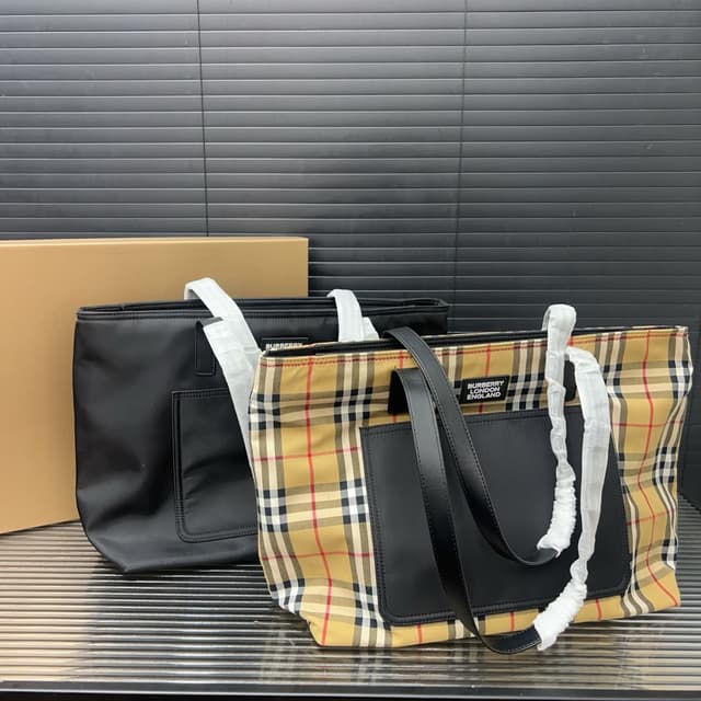 YUPOO Burberry Canvas Check Tote Bag – Unisex Shopping Bag, 42x37cm | Rep Bags image 1