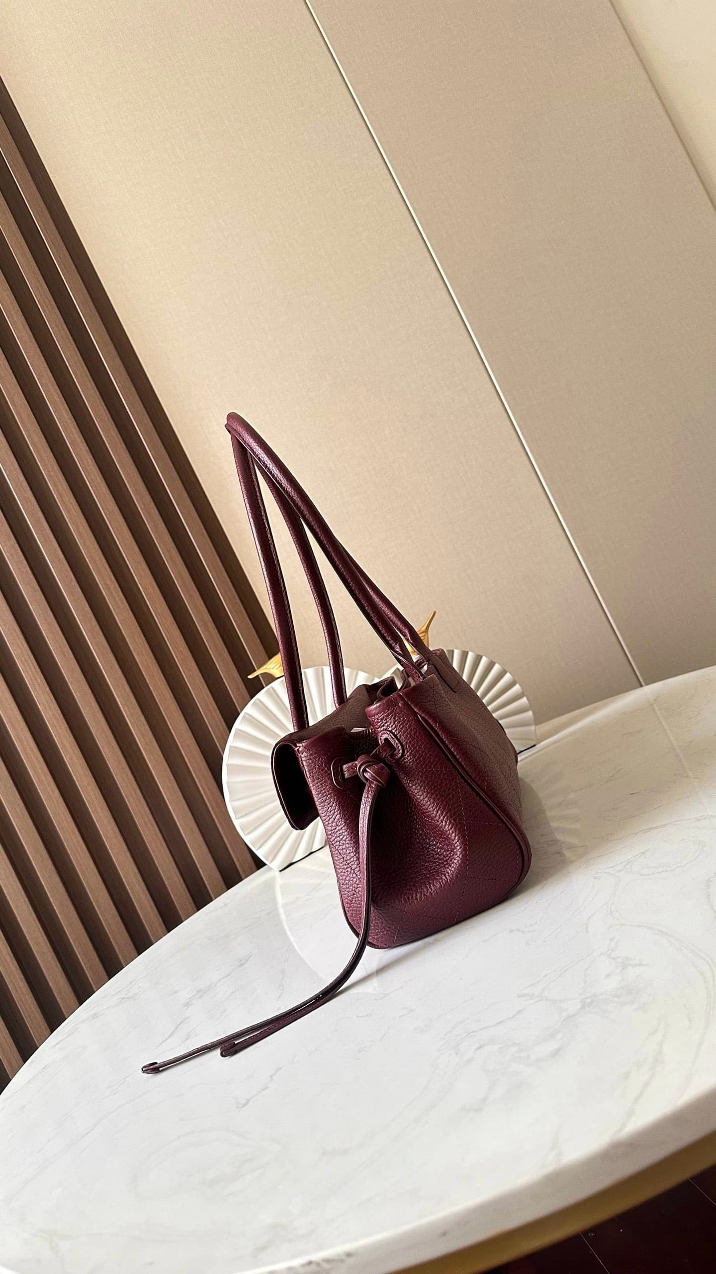 Chanel 26S Burgundy Bowling Bag Rep Bag Yupoo 31cm Grained Calfskin image 6