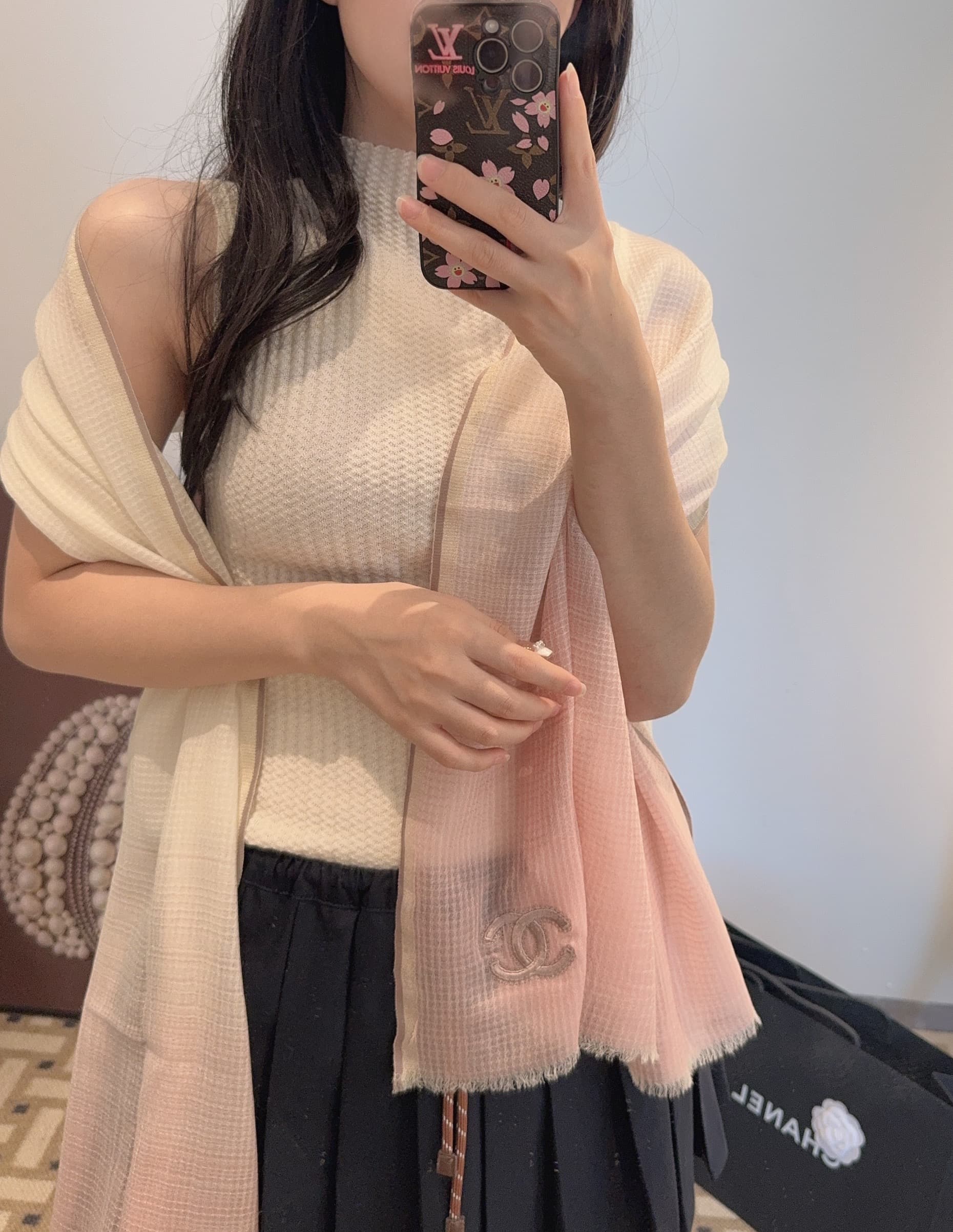 Chanel Cashmere Rep Scarf | Watercolor Gradient Wrap | Yupoo