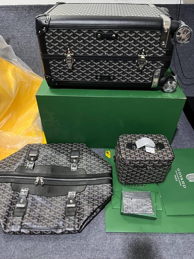 Goyard Classic Chevron Print Luggage Set, Rolling Suitcase, Duffel Bag & Cosmetic Case Full Travel Kit | Yupoo Rep Bags image 1