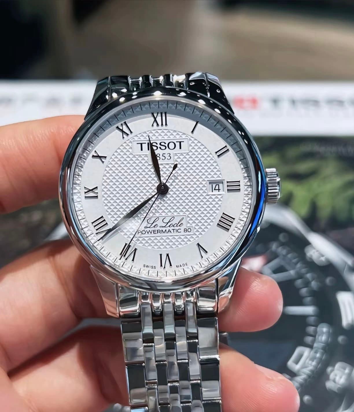 High Quality Tissot Le Locle Men's Mechanical Watch Black Dial Steel Bracelet image 4