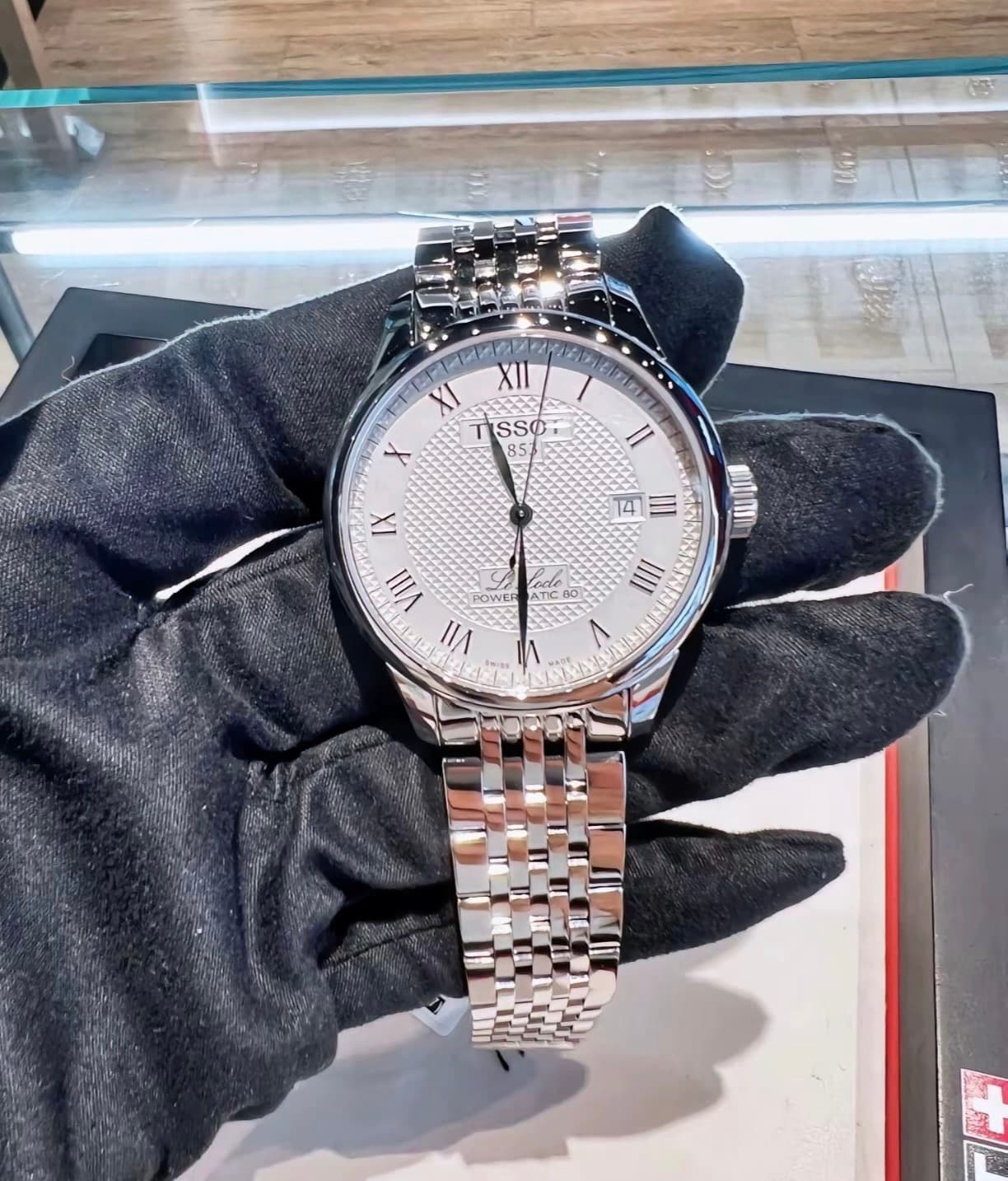 High Quality Tissot Le Locle Men's Mechanical Watch Black Dial Steel Bracelet image 5