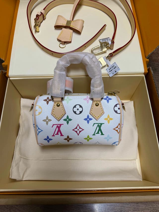 LV x TM Nano Speedy Rep Bag in White Multicolor | Yupoo image 3