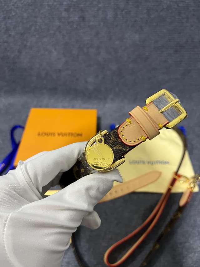 Louis Vuitton Mirror quality Genuine Leather Dog Leash, Pet Walking Strap With Cute Dog Pendant | Yupoo Rep Belts image 3