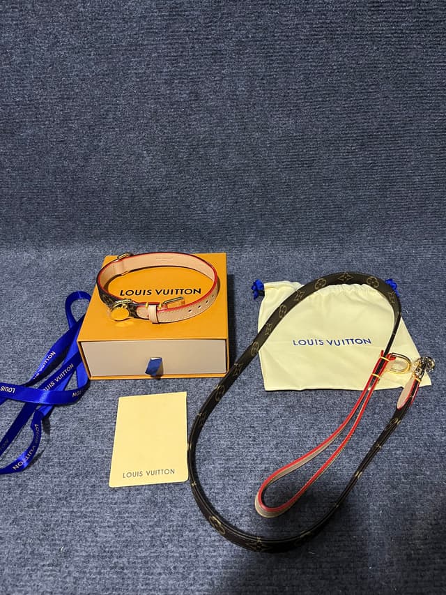 Louis Vuitton Mirror quality Genuine Leather Dog Leash, Pet Walking Strap With Cute Dog Pendant | Yupoo Rep Belts image 5