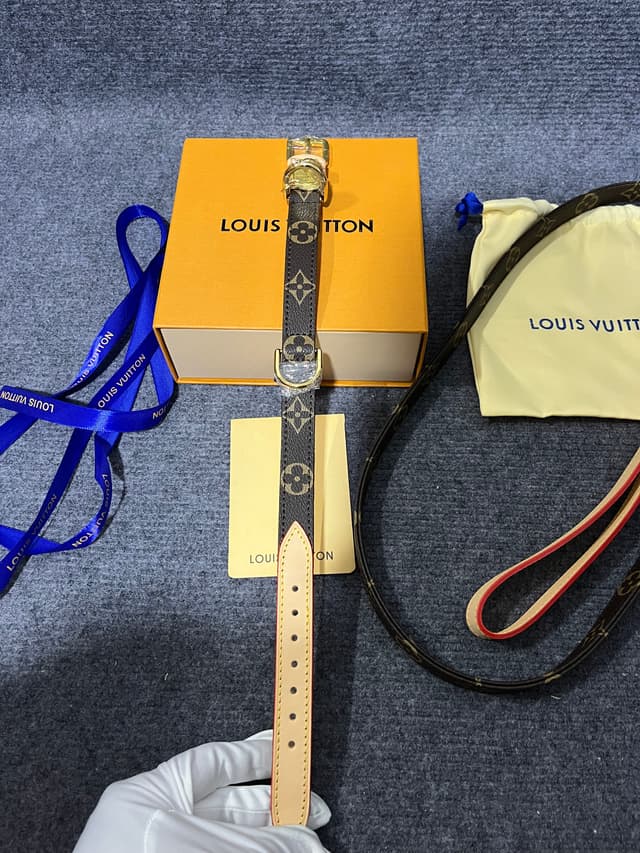 Louis Vuitton Mirror quality Genuine Leather Dog Leash, Pet Walking Strap With Cute Dog Pendant | Yupoo Rep Belts image 7