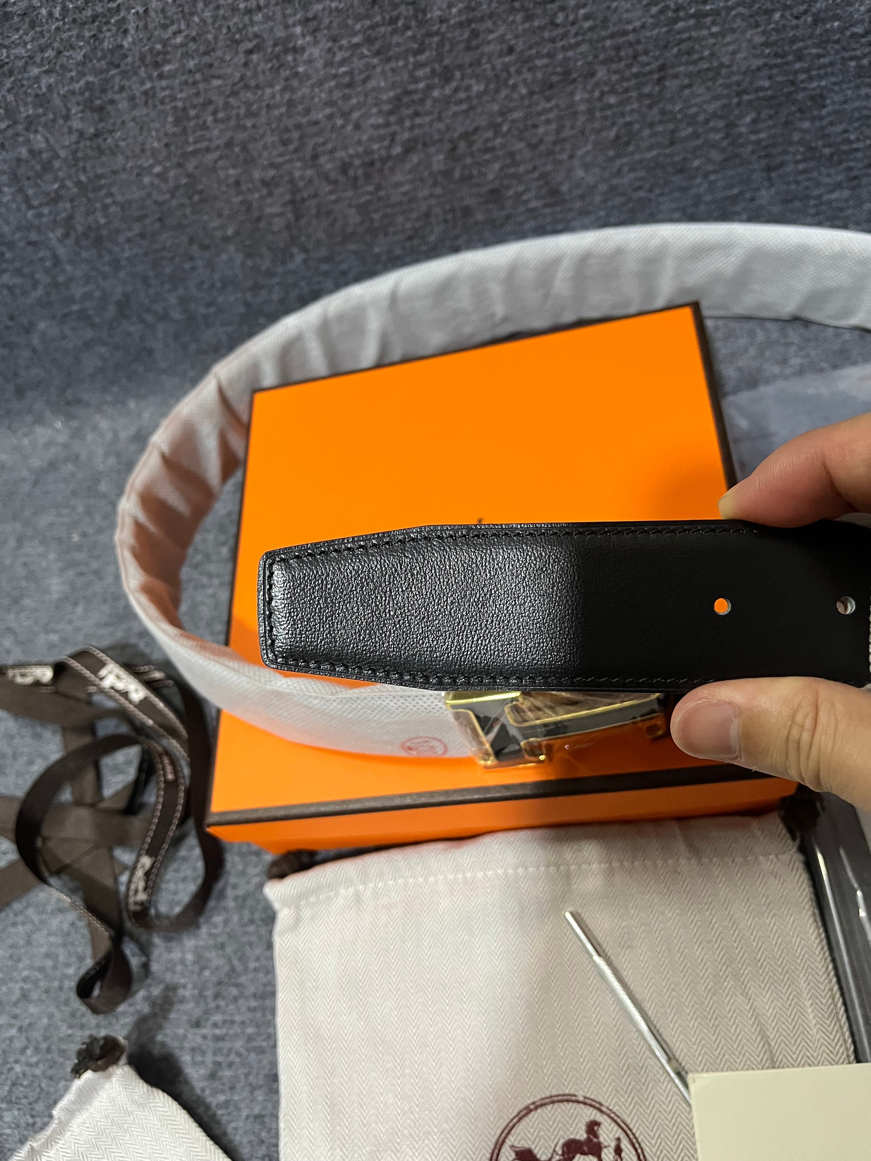 Men's Reversible Leather Belt with H Buckle, Classic Casual & Business Waist REP Strap image 7