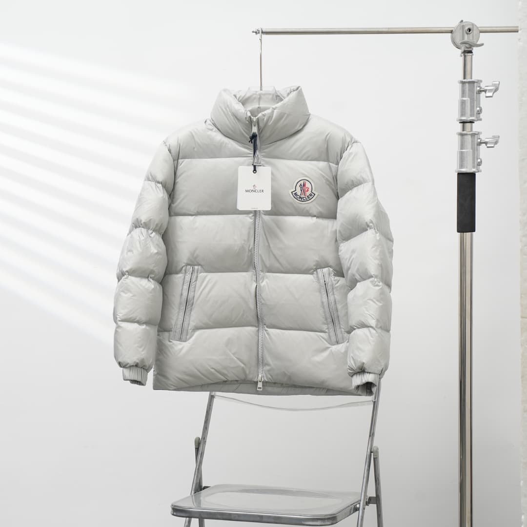 Moncler Rep Jacket | Pearl Grey Stand Collar image 1