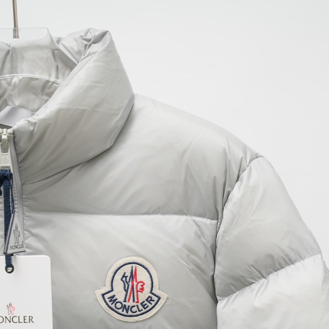Moncler Rep Jacket | Pearl Grey Stand Collar image 6