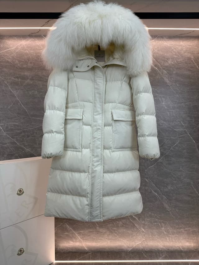 Moncler Women's Mid-Length Hooded Down Jacket - Oversized Wool Collar | Yupoo Rep Clothing image 5