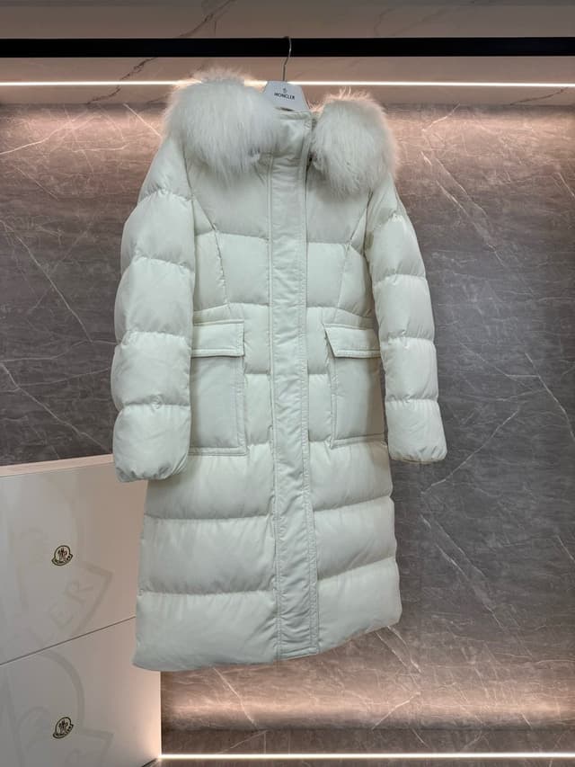 Moncler Women's Mid-Length Hooded Down Jacket - Oversized Wool Collar | Yupoo Rep Clothing image 7