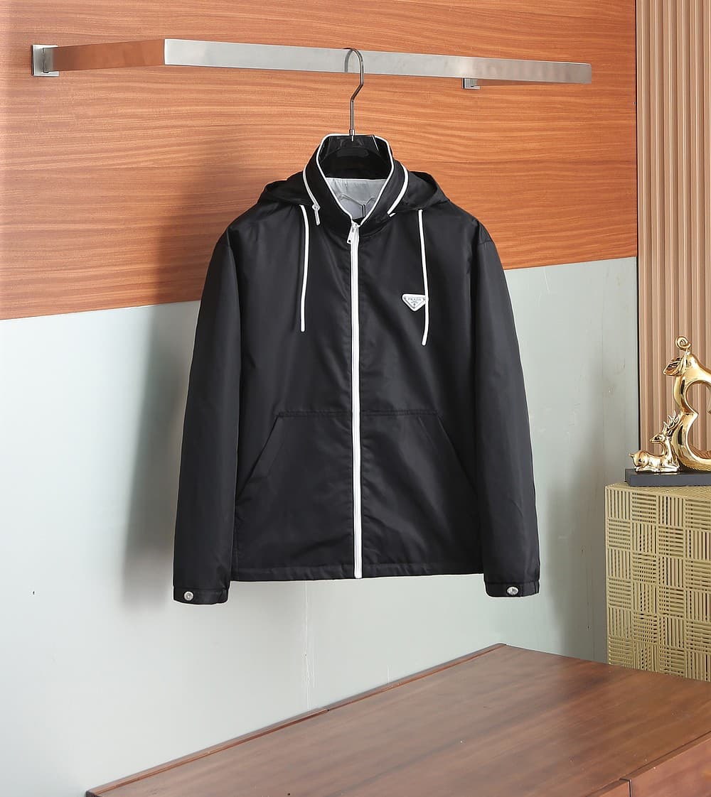 Prada 2025 Collection Hooded Casual Yupoo Jacket Prada Black | Rep Clothing image 1