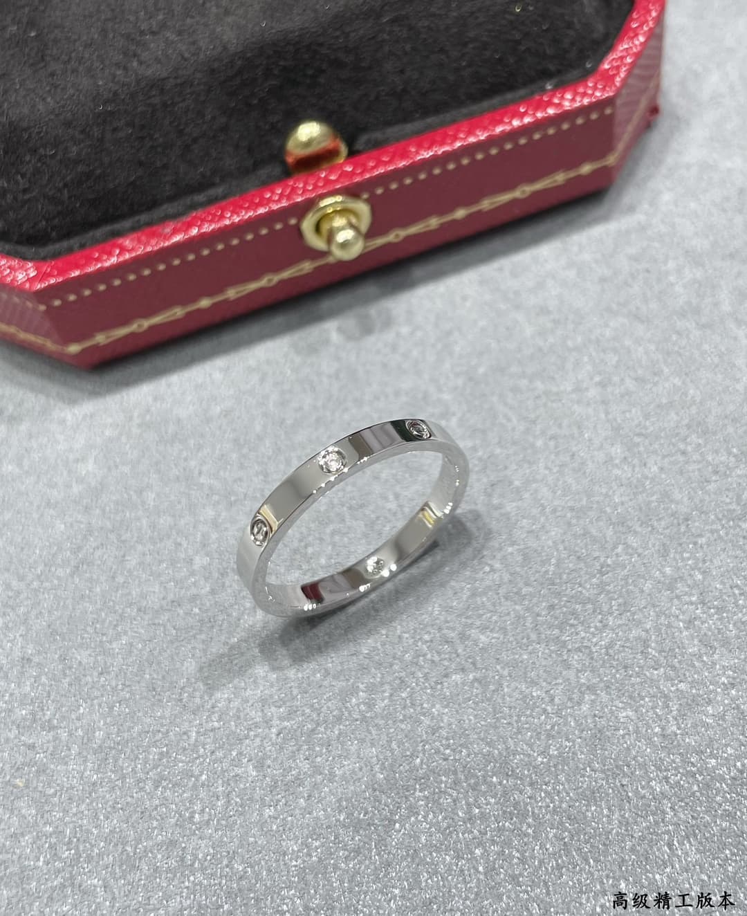 Rep Cartier-Inspired | 4-Diamond Love Ring - CNC Crafted Narrow Edition image 1