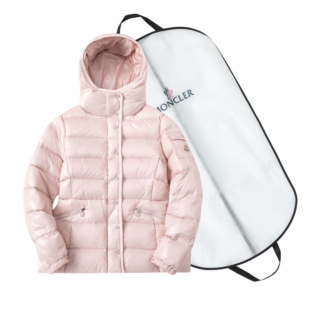 Rep Clothes: Moncler Women's Hooded Short Pink Down Jacket - Shiny Nylon image 1