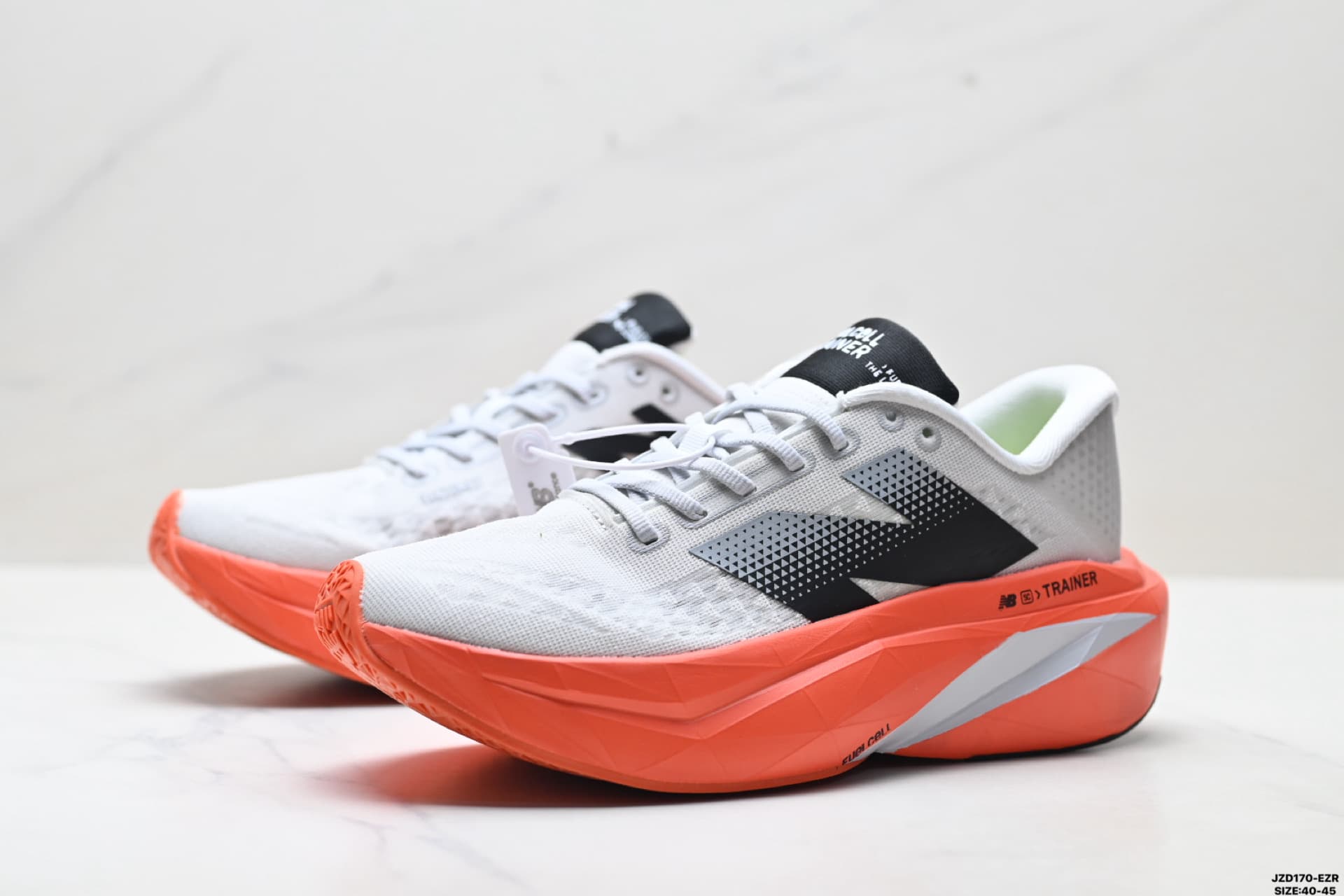 White Upper & Orange Sole New Balance FuelCell Rep Sneakers MFCXLK3 image 4