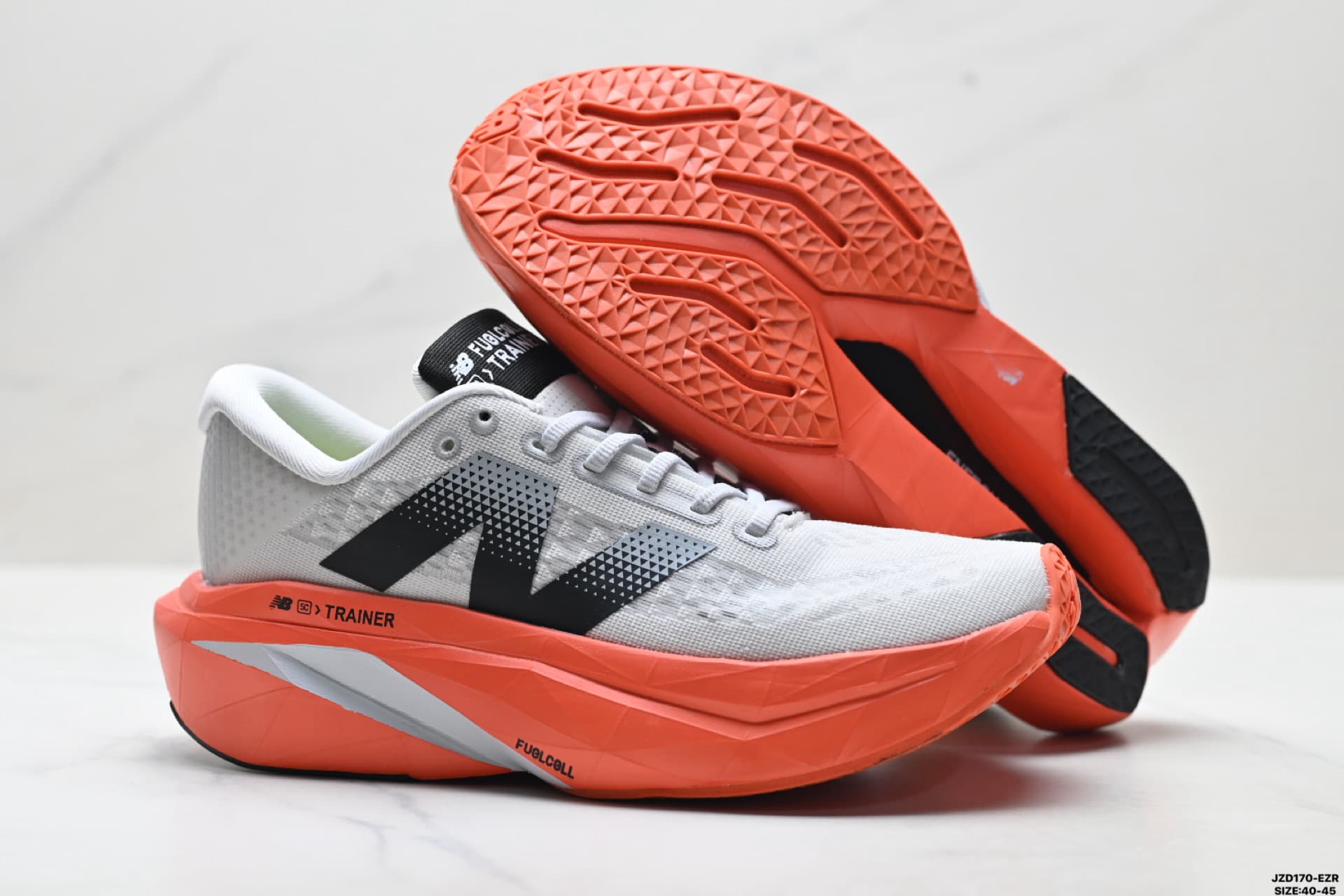 White Upper & Orange Sole New Balance FuelCell Rep Sneakers MFCXLK3 image 5