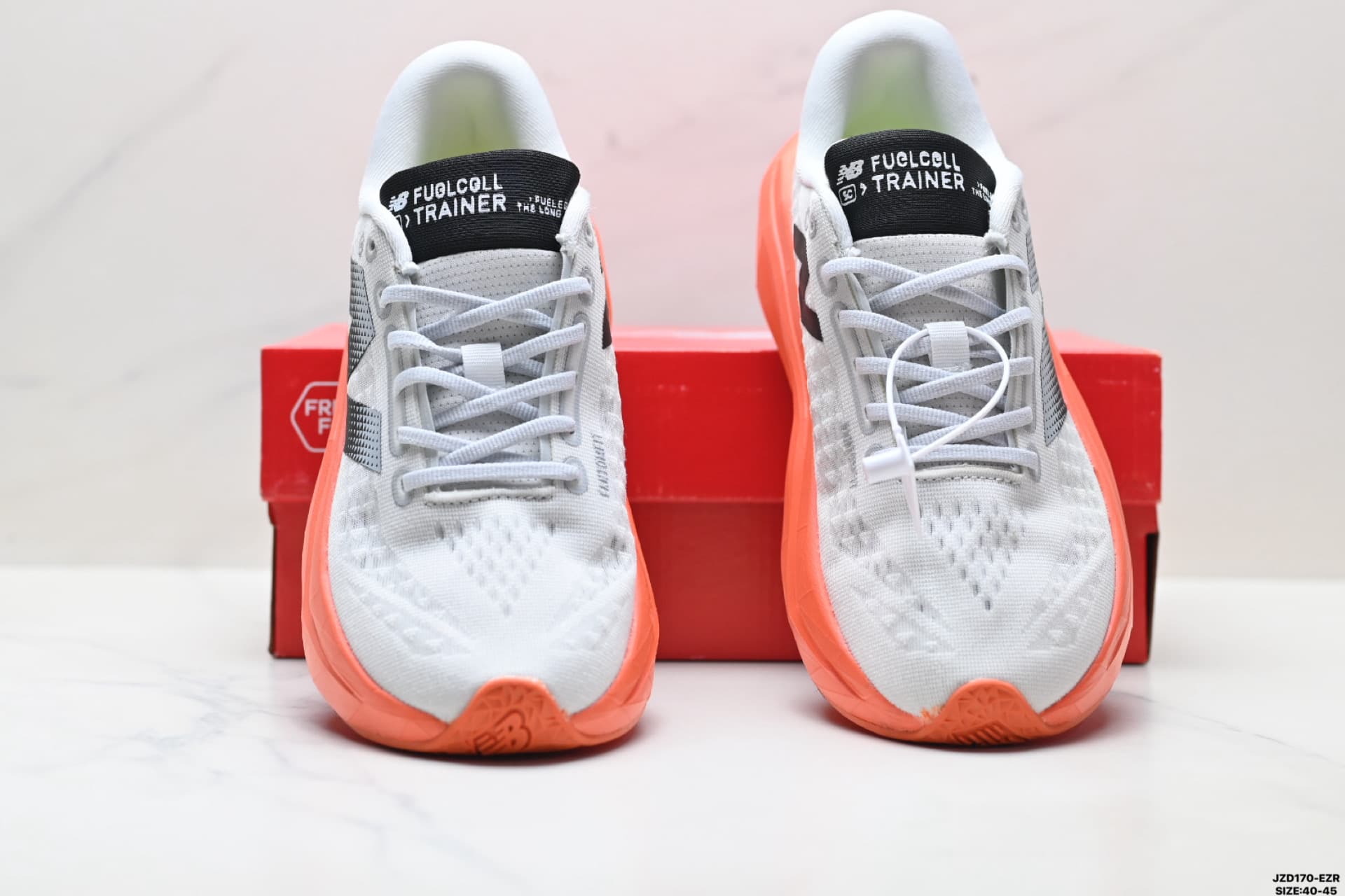 White Upper & Orange Sole New Balance FuelCell Rep Sneakers MFCXLK3 image 7