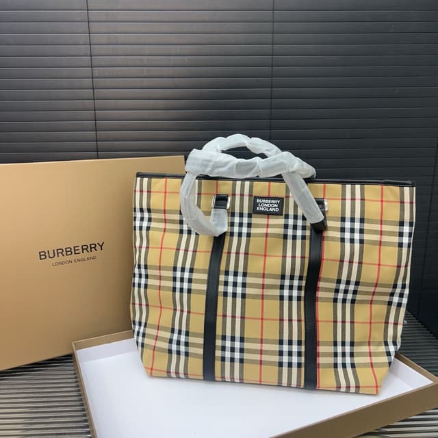 YUPOO Burberry Blcak Canvas Check Tote Bag – Unisex Shopping Bag, 42x37cm | Rep Bags image 3
