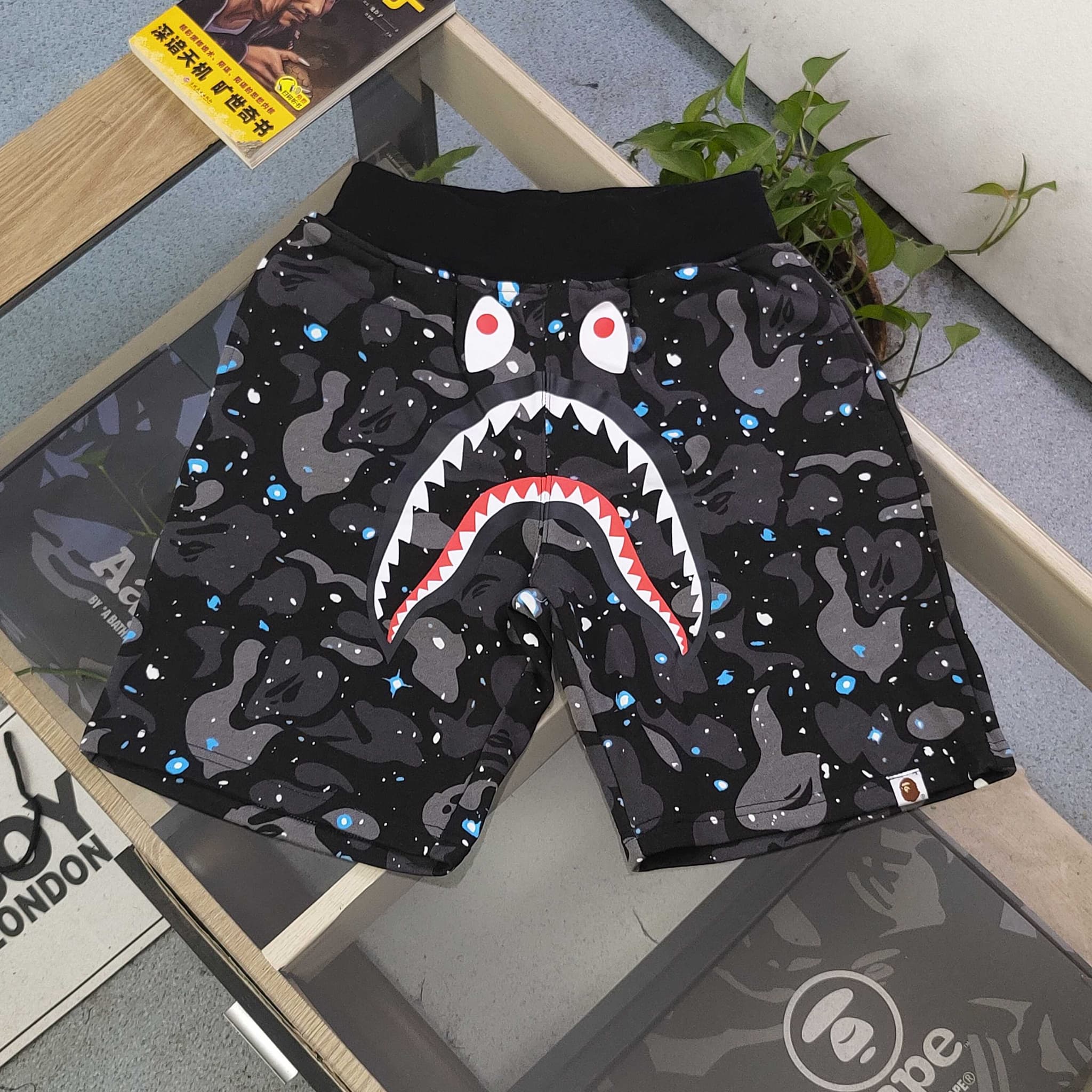 YUPOOPA Bape Glow Shark Black Shorts best quality reps clothes | Yupoo image 1