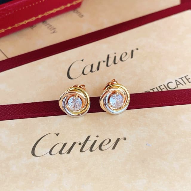 Yupoo Cartier Twisted Tri-Color Diamond Earrings | Rep Jewelry image 4