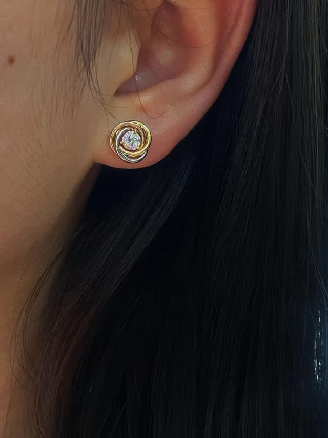 Yupoo Cartier Twisted Tri-Color Diamond Earrings | Rep Jewelry image 5