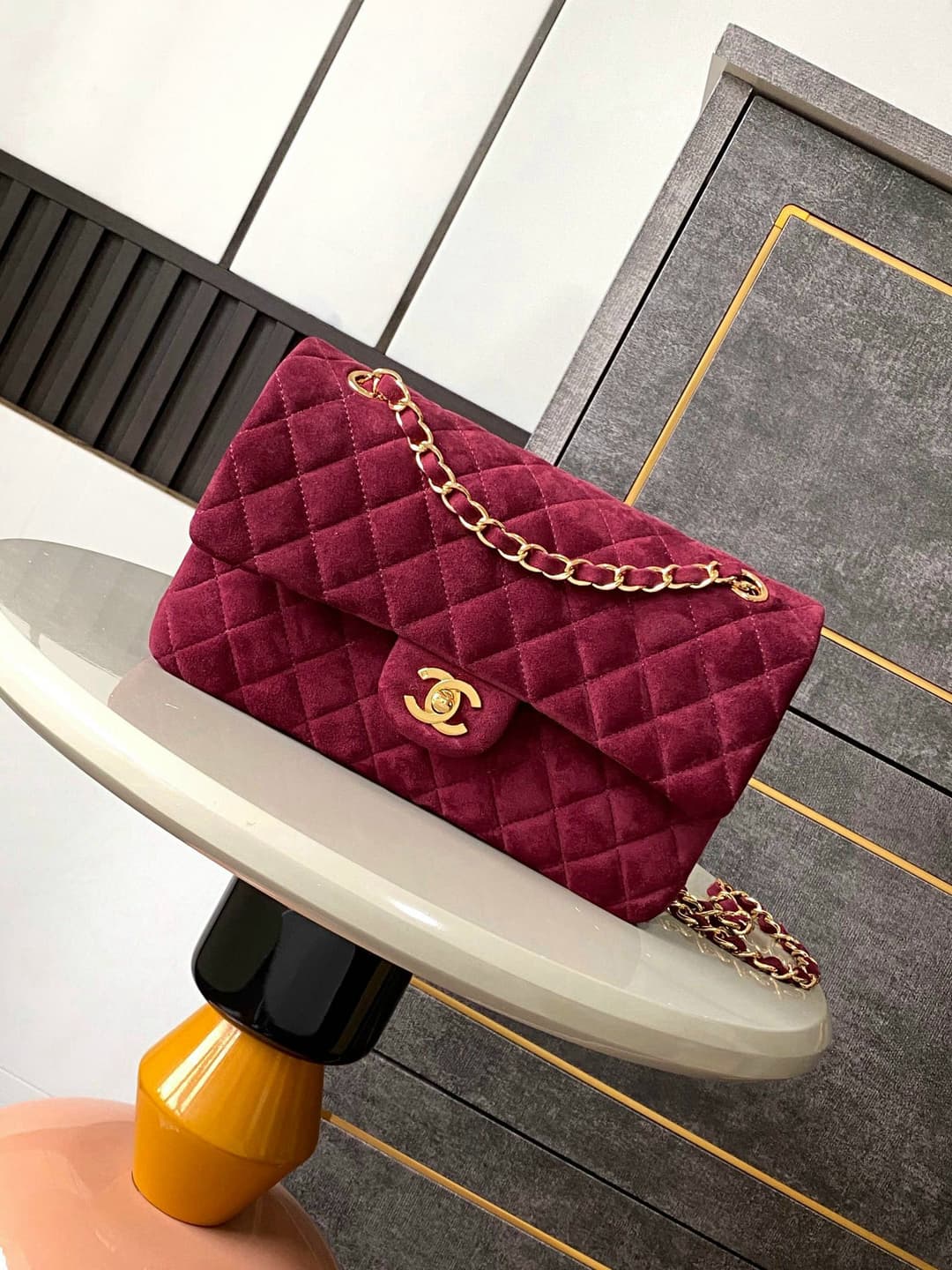Yupoo Chanel 2.55 / CF Suede Flap Bag – Burgundy image 1